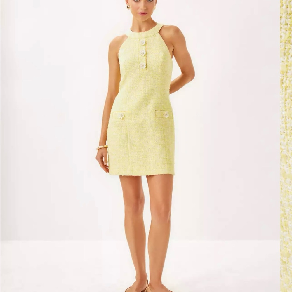 Lilly Pulitzer Yellow Halter Dress - Margarete Boucle Skirted Romper